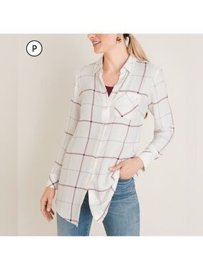 Chico’s Woman’s Everyday Plaid Button-Front Shirt – Petite – 3P = U.S. 16P